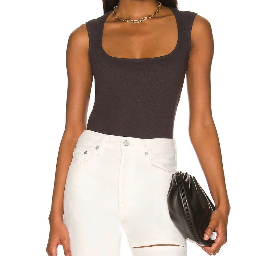 MONROW 90's Rib Tank - Size Small in Faded Black